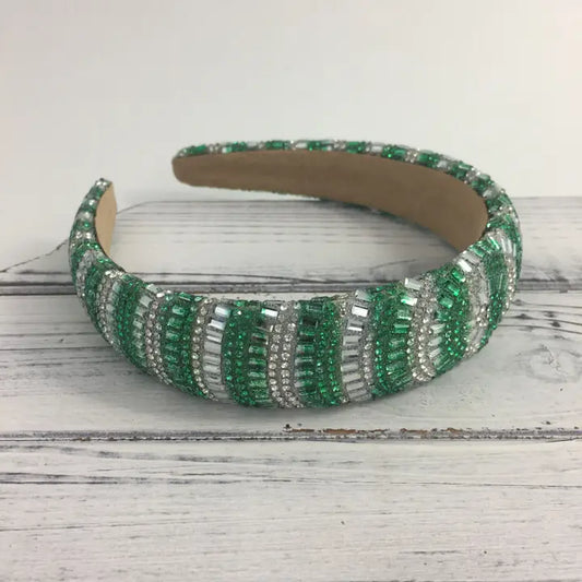 Green and White Sun Stripe Headband