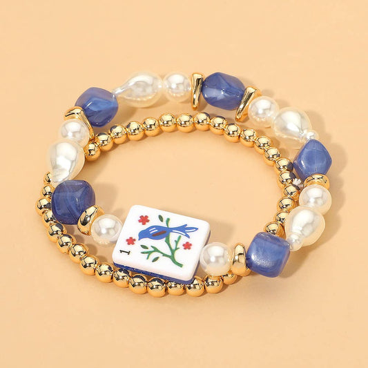 Mahjong Pearl Beaded Bracelets - The Season Boutique