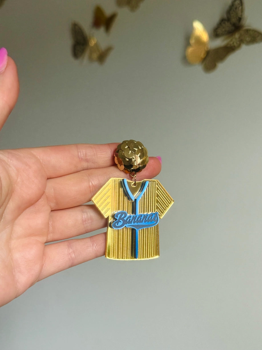 Bananas Acrylic Baseball Jersey Earrings - The Season Boutique