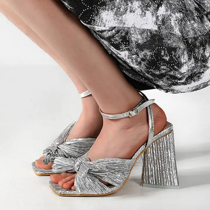 Metallic Bow Heel