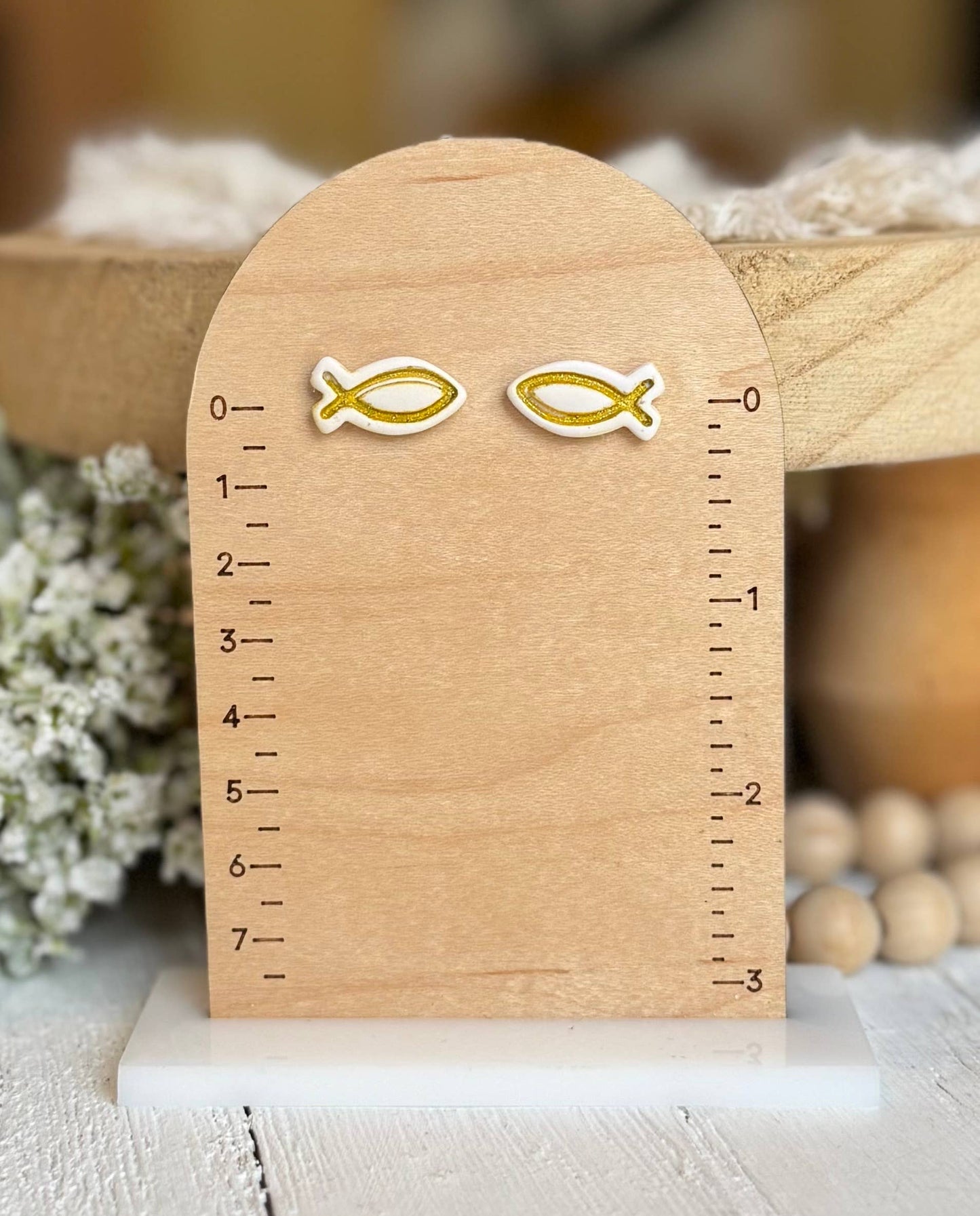 Religious Earrings : Circle Post with Cross