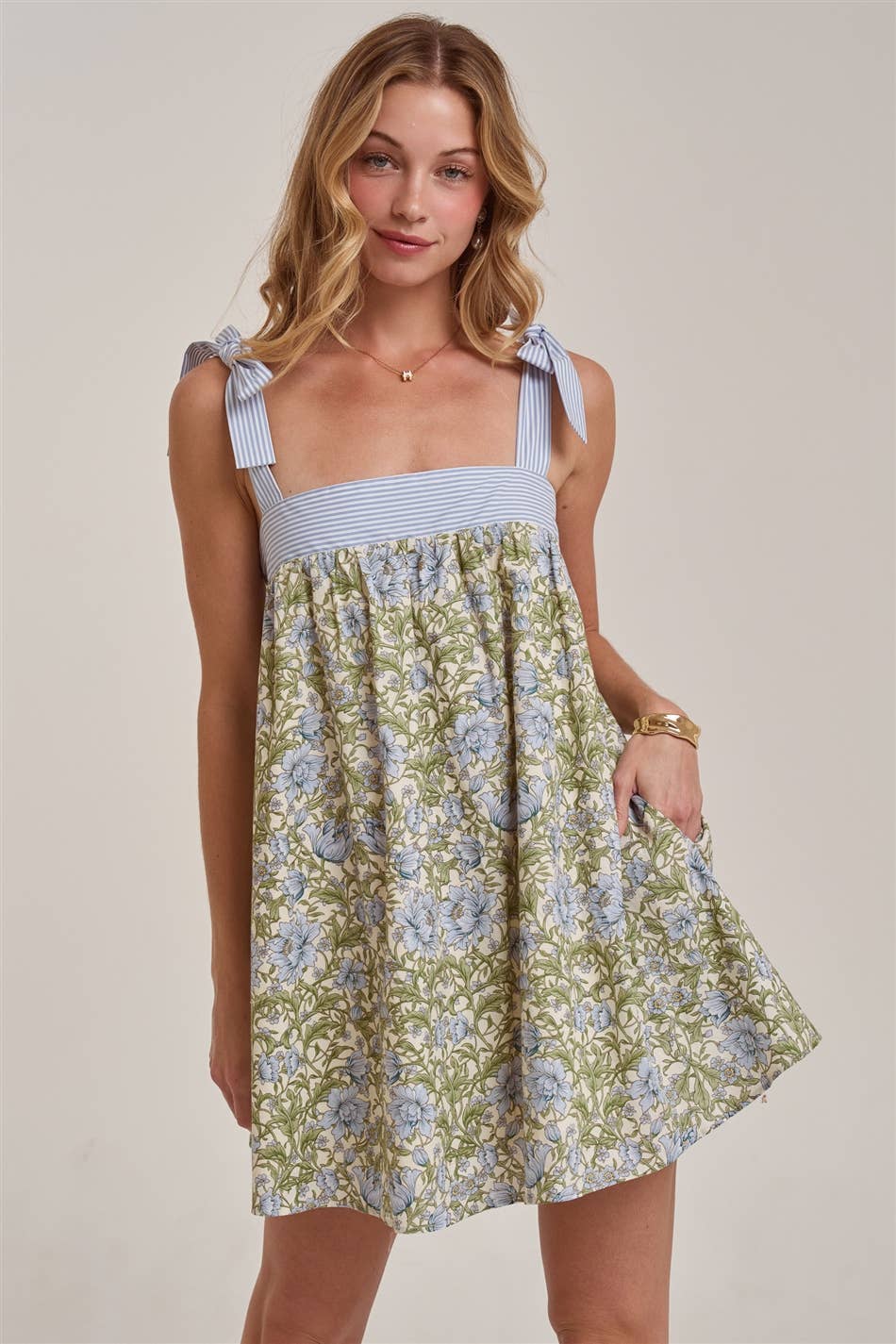FLORAL BABYDOLL A LINE MINI DRESS - The Season Boutique