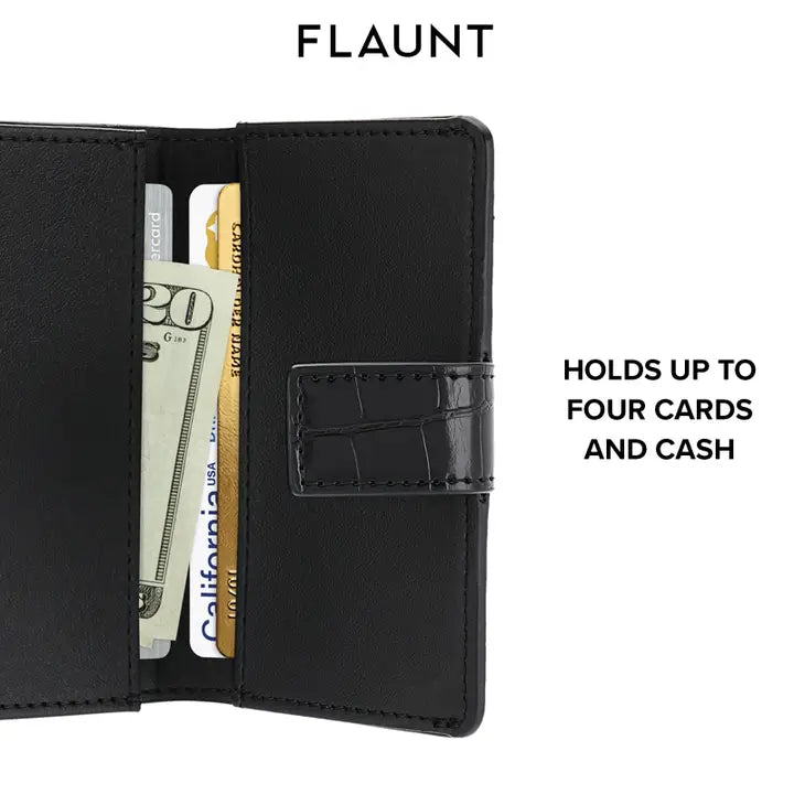 Black Crocodile Leather Magsafe Wallet