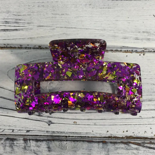 Purple and Gold Glitter Claw Clip