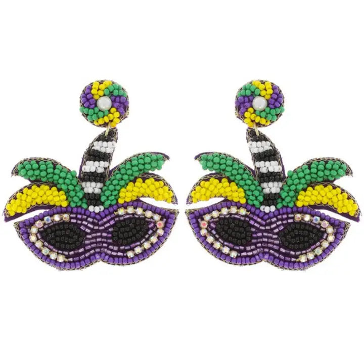 Purple Mask Beaded Earrings