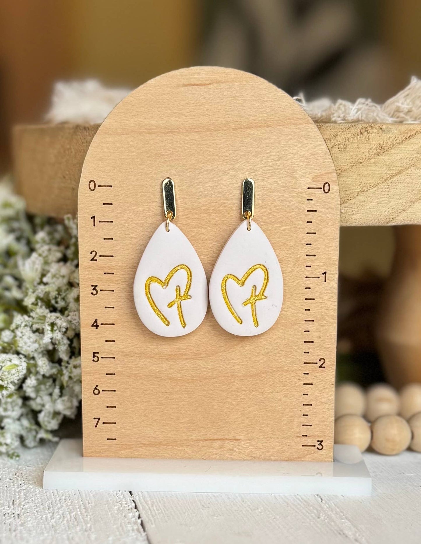 Religious Earrings : Cross with Heart