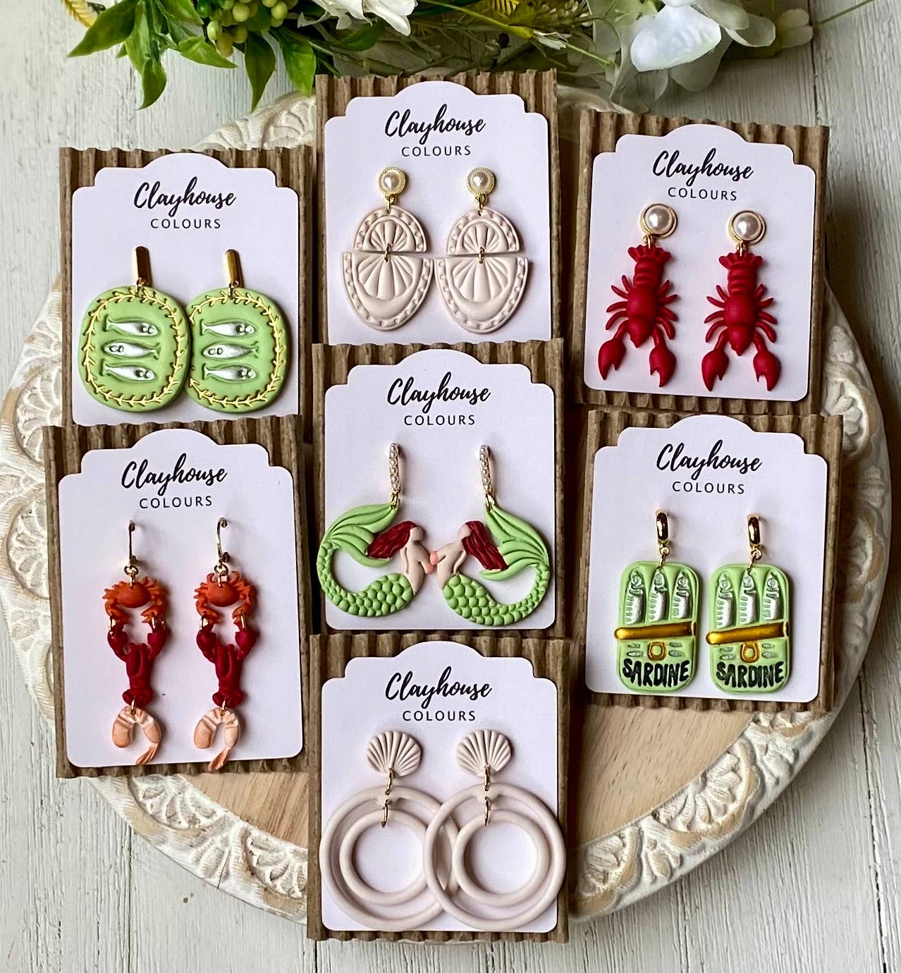 Beach Earrings : Shell Dangles with Pearl Post