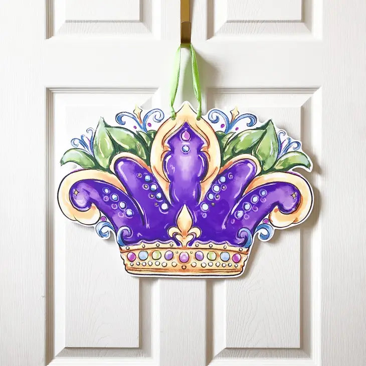 Carnival Queen Crown Mardi Gras Door Hanger - New Orleans