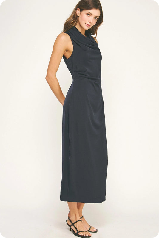 Draped Sleeveless Long Dress