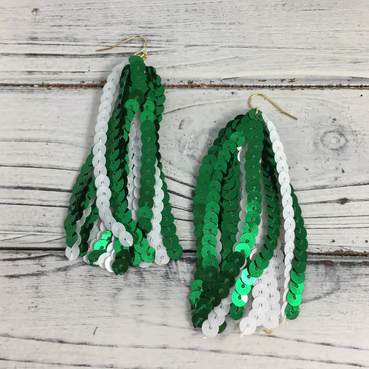 Sequin Tassel Earrings Grnwt - The Season Boutique