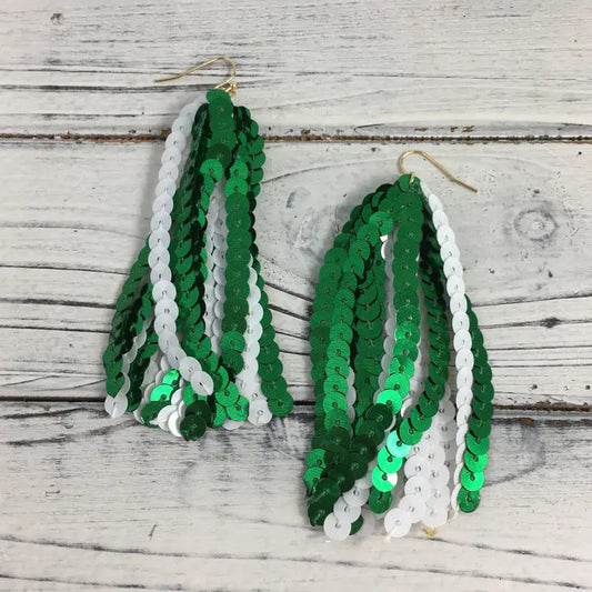 Sequin Tassel Earrings Grnwt - The Season Boutique