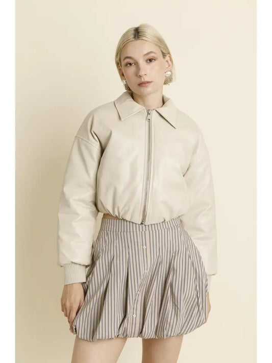 Padded Cropped Bomber Jacket