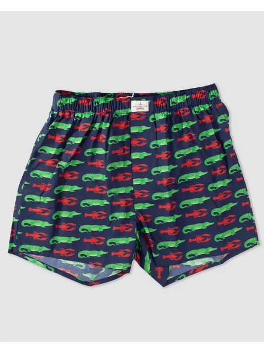 Men's Cajun Critters Boxers Navy/Red/Green