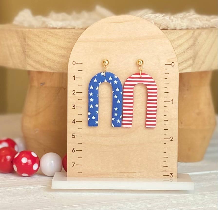 Red, White & Blue Clay Earrings: Circle Arches - The Season Boutique