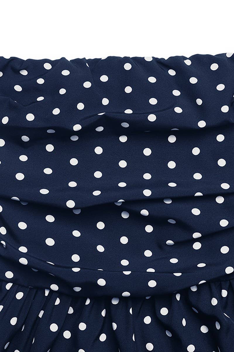 STRAPLESS POLKA DOT DRESS: NAVY - The Season Boutique