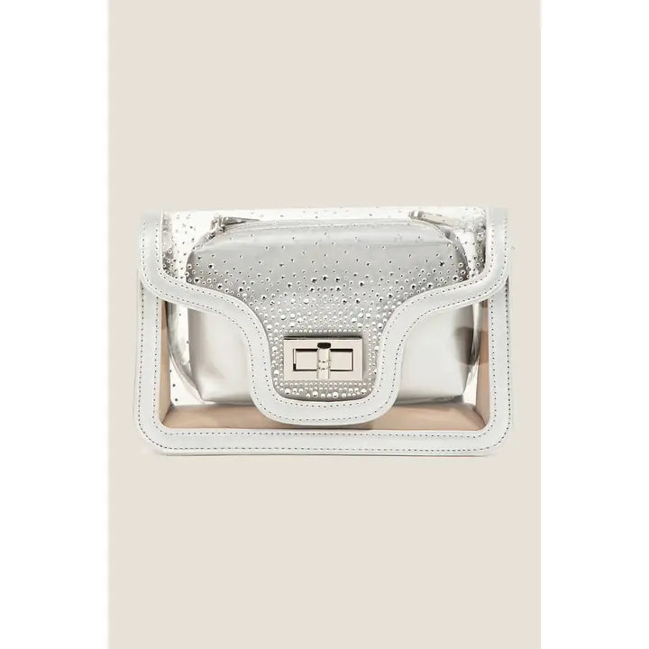 Transparent Rectangle Studded Crossbody Bag