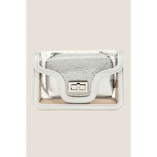 Transparent Rectangle Studded Crossbody Bag