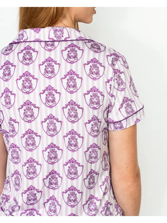 Gilded Tiger Short Sleeve Button Up Sleep Shirt