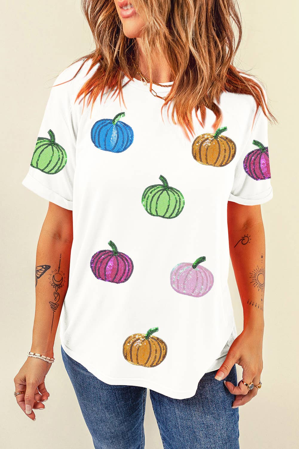 Sequin Pumpkin Top