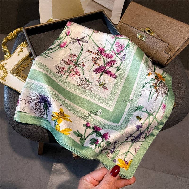 Fashion Print Square Scarf- GREEN - The Season Boutique