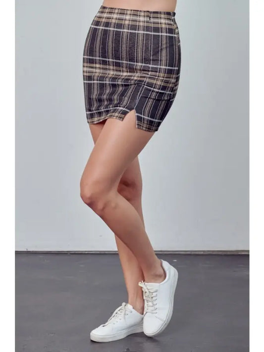 Fitted Plaid Mini Skirt