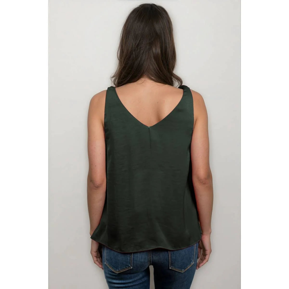 Classic V-Neck Tank Top with Strap Accent