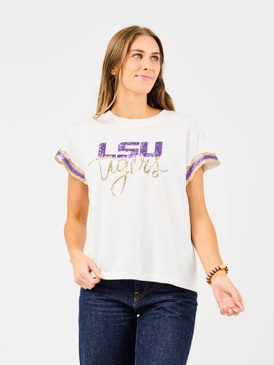 White LSU Tigers Top - The Season Boutique