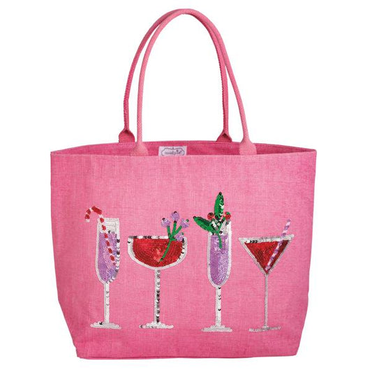 Holiday Ornaments Sparkle Tote Pink