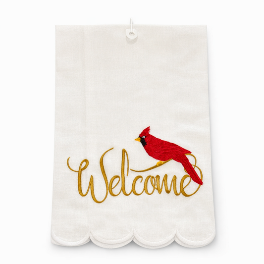 Scalloped Cardinal Towel - The Season Boutique