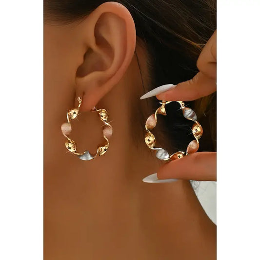 Twisted Plated Alloy Hoop Earrings