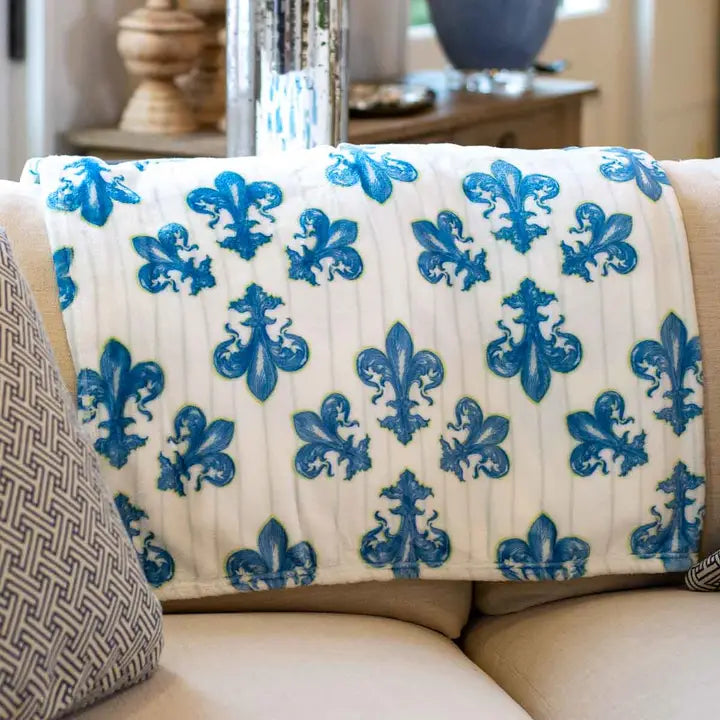 Fleur De Lis Throw Blue/Sky 50x60