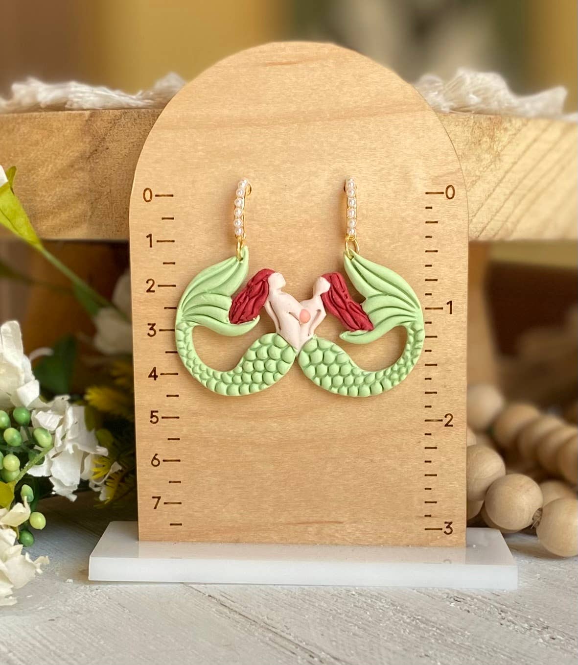 Beach Earrings : Shell Dangles with Pearl Post