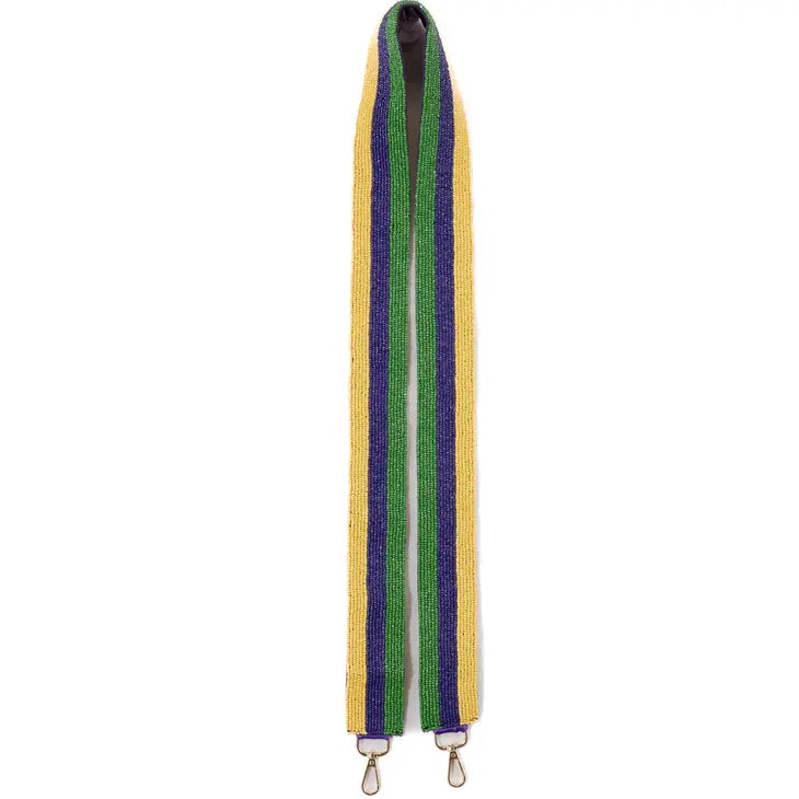 Mardi Gras Stipe Beaded Purse Strap