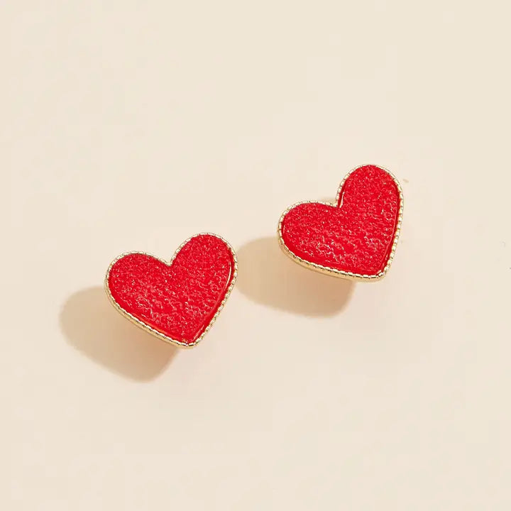 Heart Druzy Stone Stud Earrings