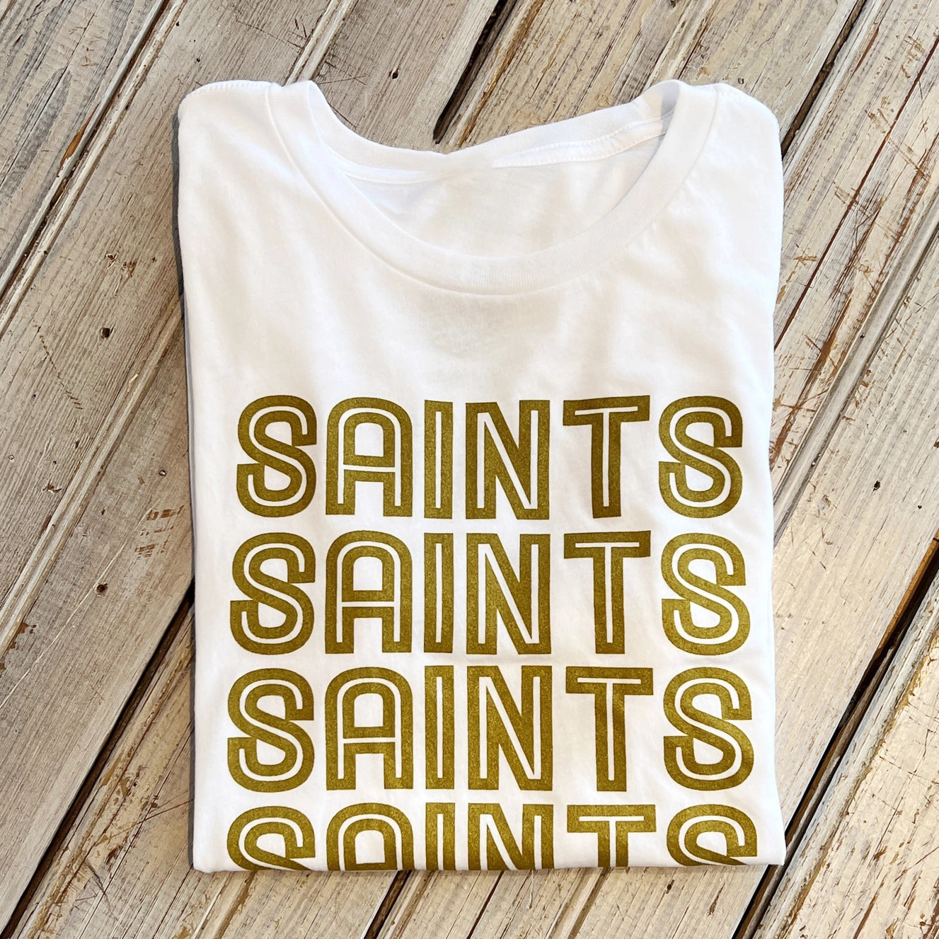 Saints X 5 W's C-Neck Tee-White