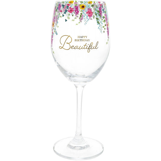 Gift Boxed Happy Birthday Crystal Wine Glass - The Season Boutique