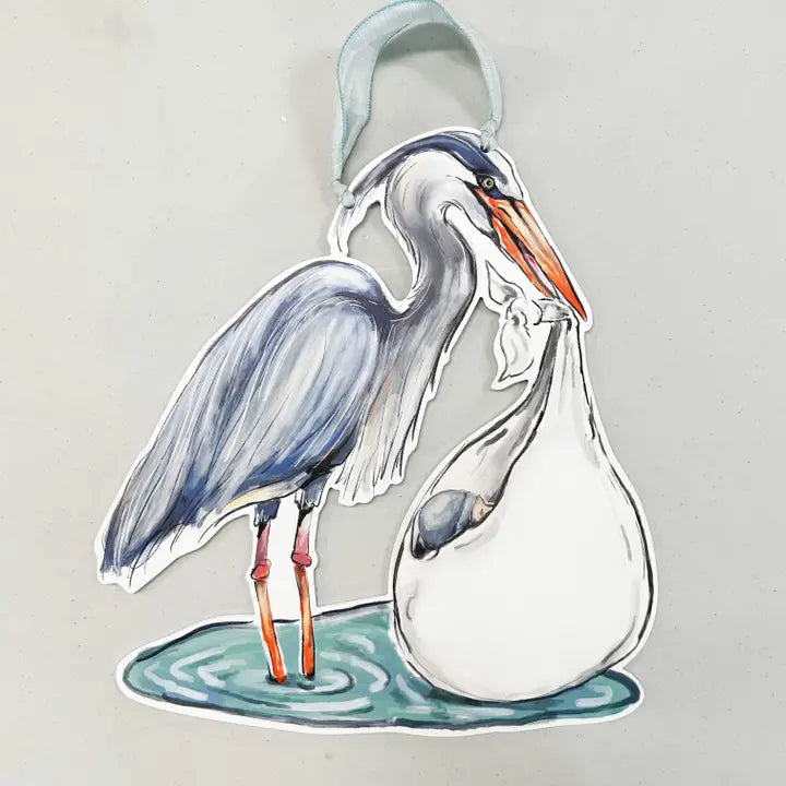 It's A Boy - Blue Heron Door Hanger - Southern Baby Welcome