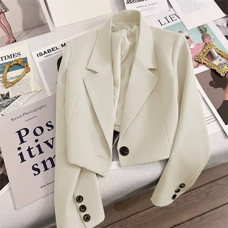 Loose Fit Solid Color Short Suit Jacket - The Season Boutique