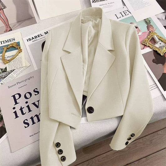 Loose Fit Solid Color Short Suit Jacket - The Season Boutique