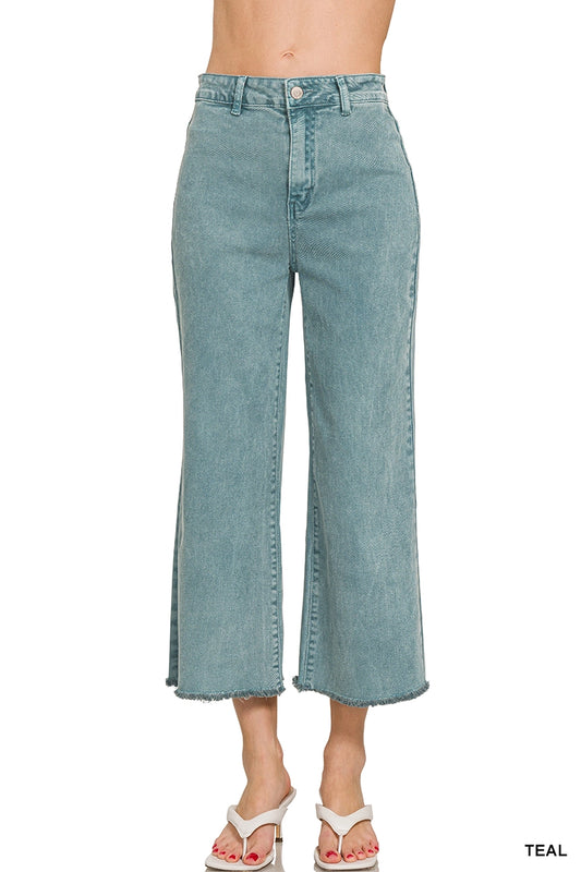 Acid Wash Fray High Waist