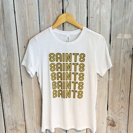 Saints X 5 W's C-Neck Tee-White