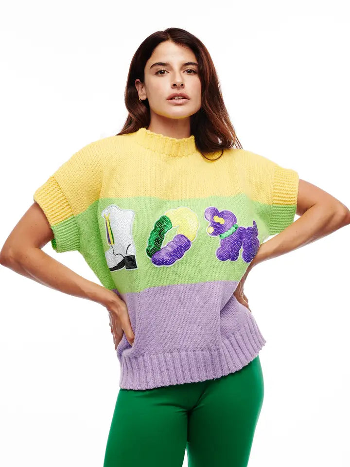 Mardi Gras Icon Sweater Vest - The Season Boutique