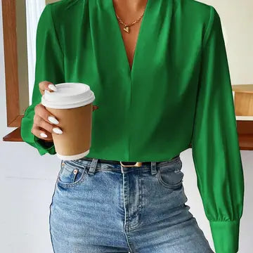 Long-Sleeved V-Neck Top