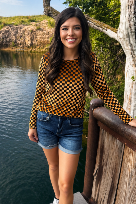 Pep Rally Velvet Mesh Gold/Black - The Season Boutique