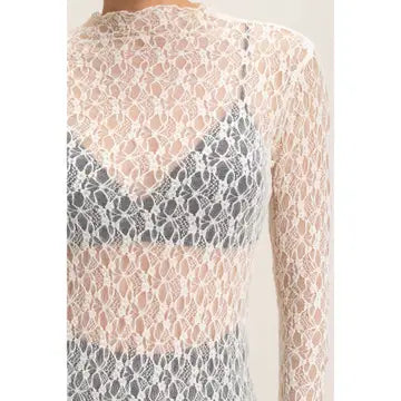 Lace Mock Neck Long Sleeve