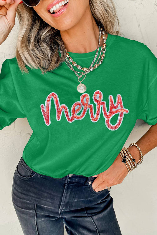 Merry Sequin Tee - The Season Boutique