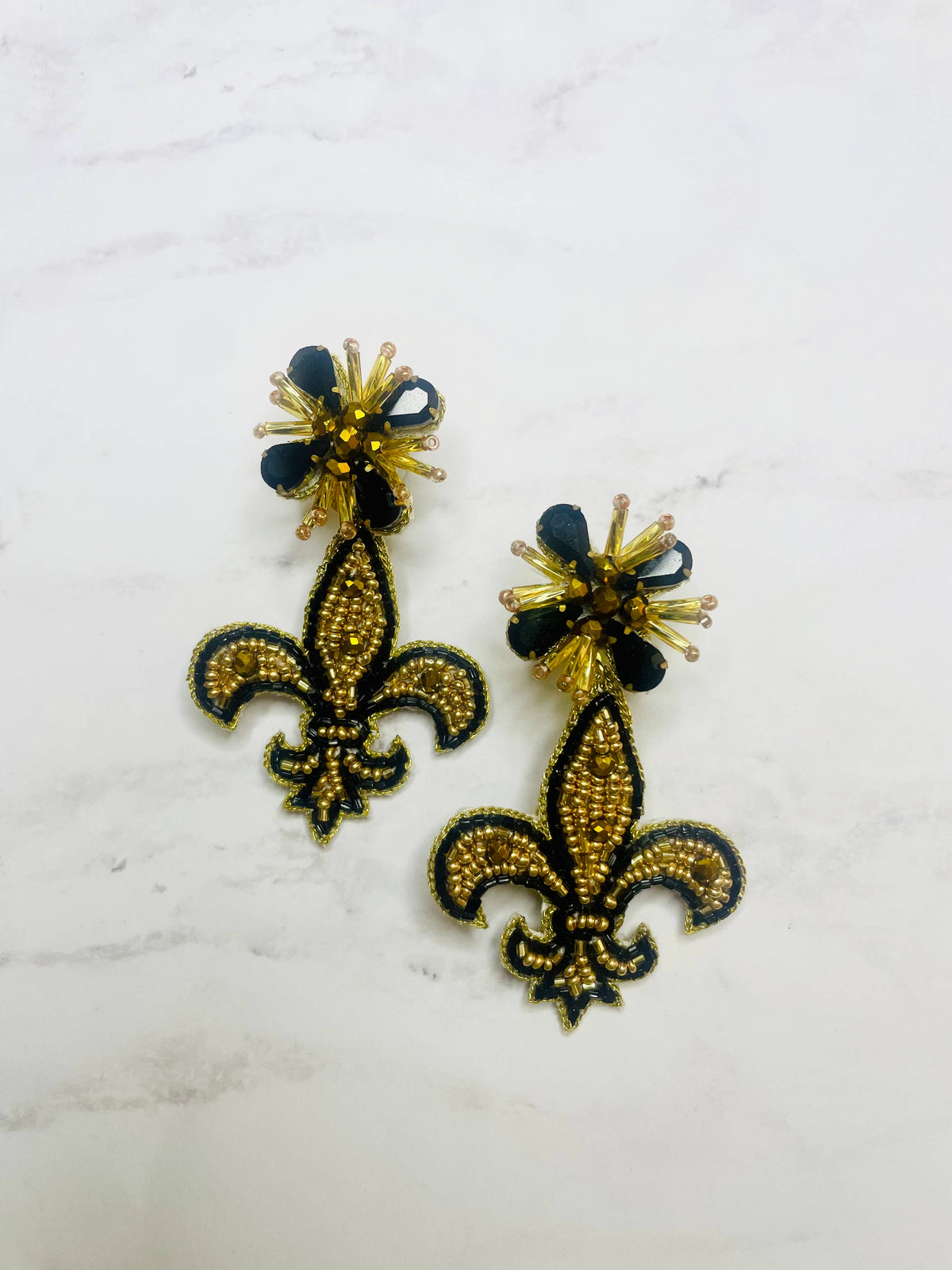 Fleur de Lis Beaded Earrings