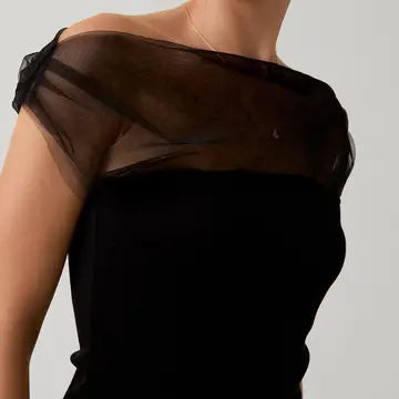 Mesh & Ponti Mix Drape Top