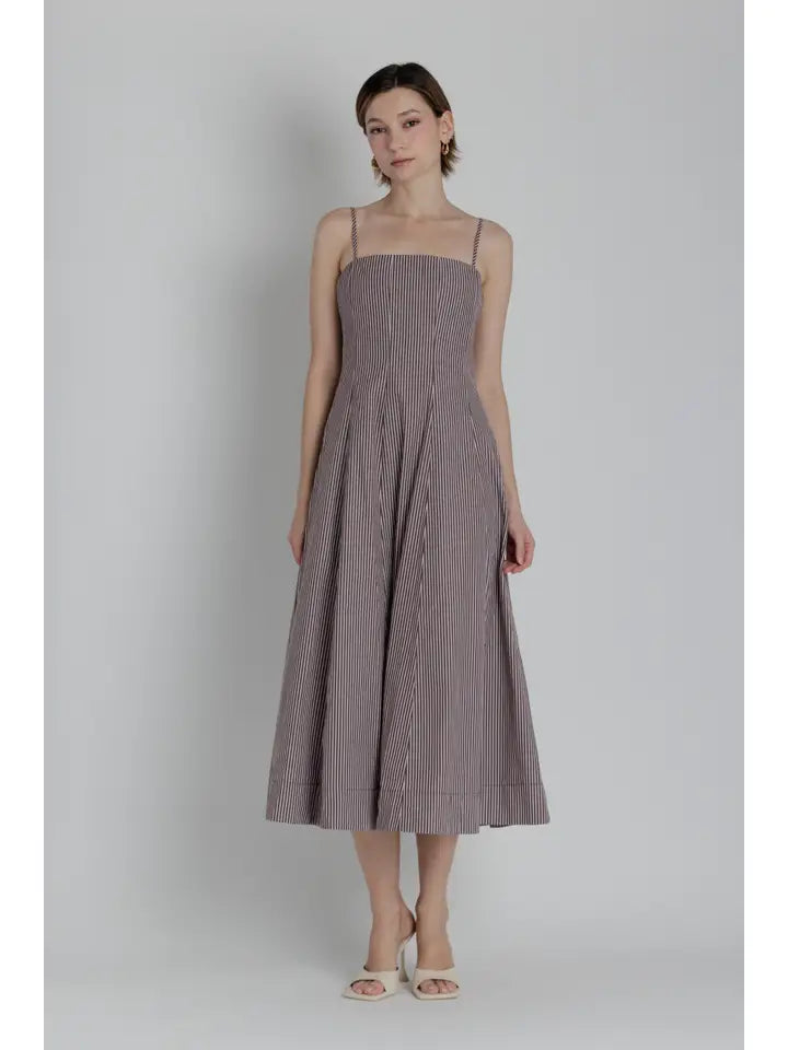 Striped Panel Midi Dress - The Season Boutique