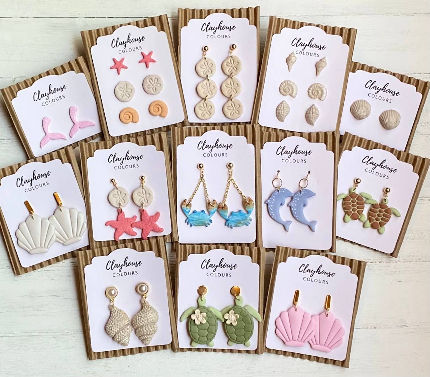 Beach Clay Earrings: Large Turtle